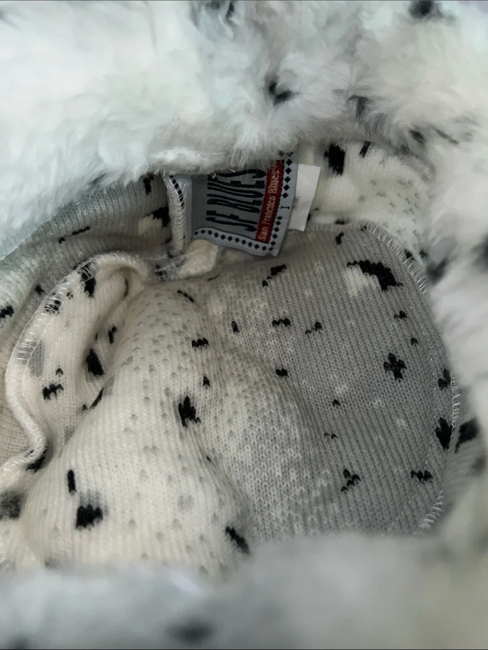 S F Blues Faux Fur Bucket Hat - White with Black Speckle - Kids Accessories